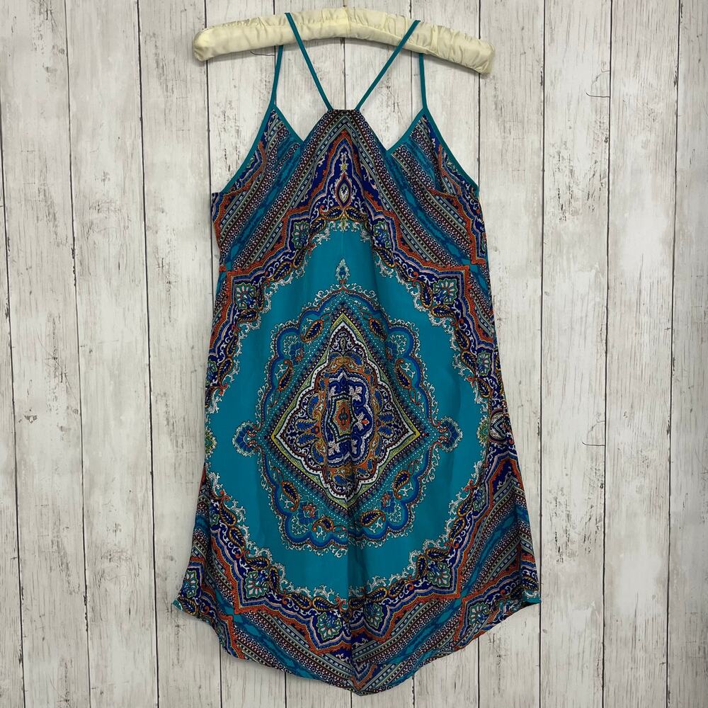 Bebop Tapestry Print Boho Mini Dress Strappy Festival Summer Flowy Indie Small - Picture 2 of 8